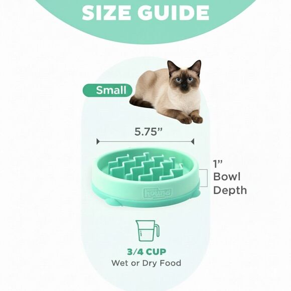 Outward Hound Slo Bowl SMALL Mint Green Cat Slow Feeder Puzzle Bowl Siamese - Picture 7 of 8
